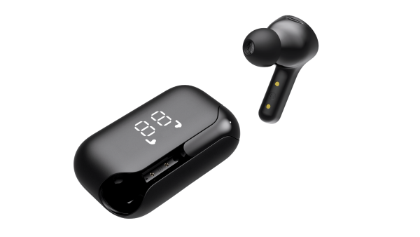 Rangenine Premium Wireless Earbuds with Active Noise Cancellation & Bluetooth 5.2, Long Hours Run, LED Display ear phones, IPX5 Waterproof Compatible with Iphone & Android, Black