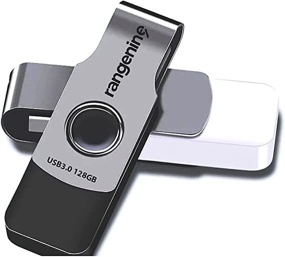 Rangenine High Speed 128GB Metal Pen Drive USB 3.0 Waterproof Flash Drive with 360 Rotary Alloy Stable & Efficient Memory Stick USB Storage for Laptop, Computers | Black