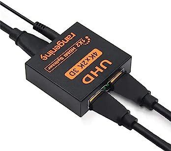 rangenine 4K HDMI Splitter 1 In 2 Out Professional Hdcp Bypass 2 Way HDMI Just Duplicate/Mirror Screens with Lossless Transmission 1 to 2 Amplifier for 4K@30HZ Full HD 1080P 3D CEC