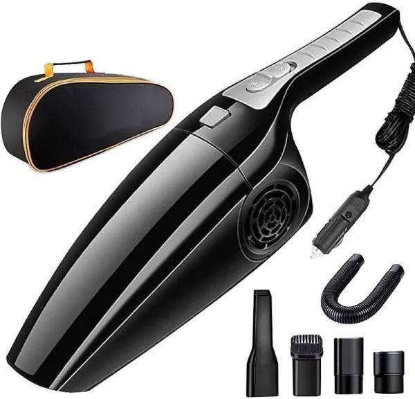 Rangenine Car Vacuum Cleaner 4500Pa Powerful 12V Lightweight, Handheld Vacuums Strong Suction, 4 Attachment Accessories, 4m Cord for Car Interior & Home Use, Black