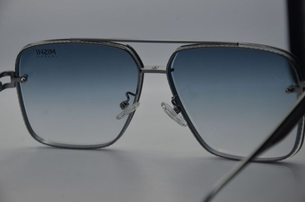 MISHI LONDON Vintage Square Gradient Gray Sunglasses Copper Alloy Polarized Eyewear 100% UV400 Protection - Lightwieght Silver Metal Frame