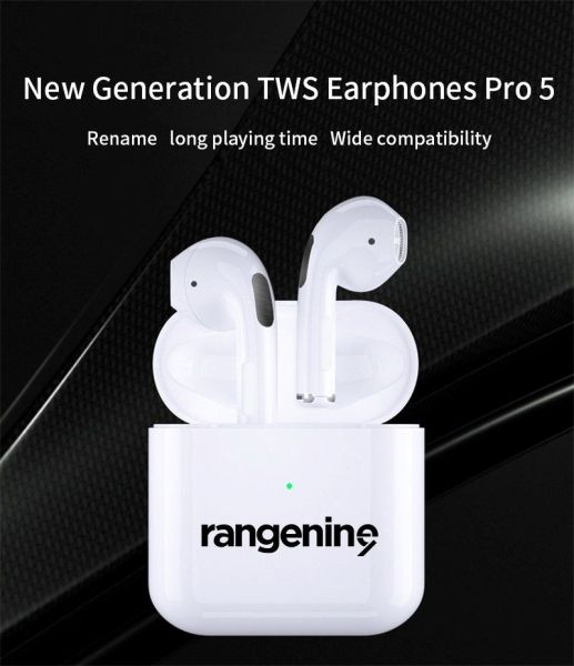 Rangenine Wireless Earphone with Hi-Fi Stereo Noise Cancelling Headphones, Fast Charging, Touch Control, Bluetooth 5.0, 4 Hours Run, IPX3 Waterproof Compatible with iPhones & Android Smartphones,White