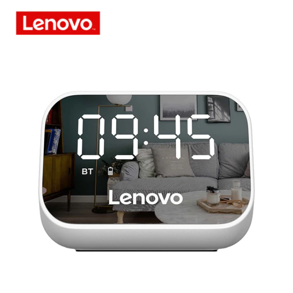 Lenovo TS13 Wireless BT Speaker Portable Subwoofer Stereo Player LED Digital Smart Alarm Clock Mirror Design Speaker 9D Surround-White