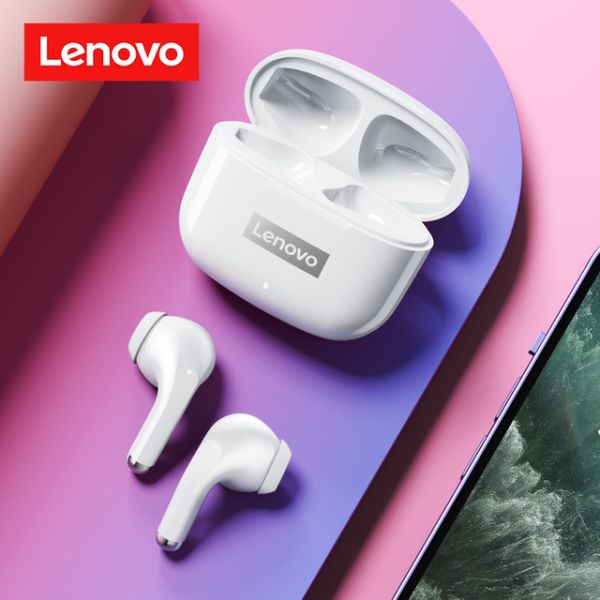 Lenovo LP40 Wireless Headphone TWS Bluetooth 5.0 Earphones Dual Stereo Noise Reduction Bass Headset Touch Control Touch Control Earbuds-White