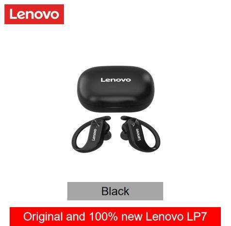 Original Lenovo LP7 TWS Wireless Headphones Bluetooth Earphones Waterproof Headsets Reduce Noise HiFi MusicEarbuds Life With MIC-Black