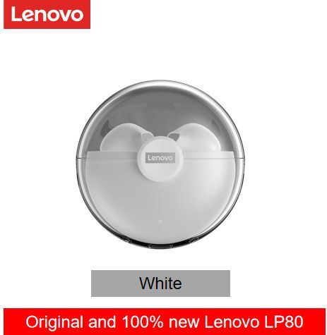 Original Lenovo LP80 TWS Bluetooth Wireless Earphones Sport Waterproof Headsets Low-Latency Gaming Music Touch Control Earbuds-White