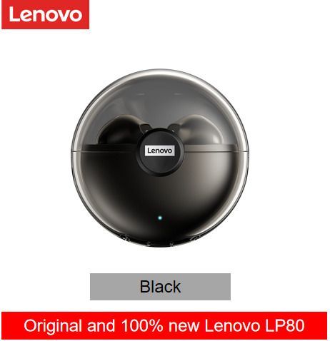Original Lenovo LP80 TWS Bluetooth Wireless Earphones Sport Waterproof Headsets Low-Latency Gaming Music Touch Control Earbuds-Black