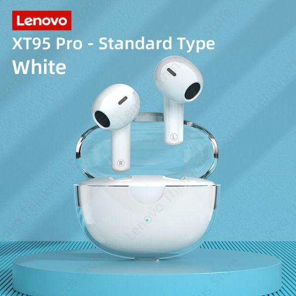 Original Lenovo XT95 Pro Bluetooth Earphone 9D HIFI Sound Sport Waterproof TWS Wireless Earbuds with Mic Touch Control Headphone-White